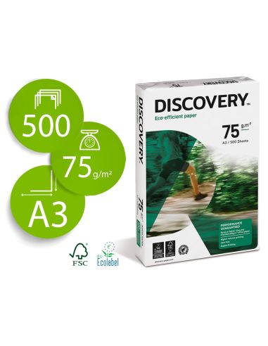 Papel Fotocopiadora Discovery Din A3 75 Gramos Papel Multiuso Ink-Jet Y Laserpaquete De 500 Hojas