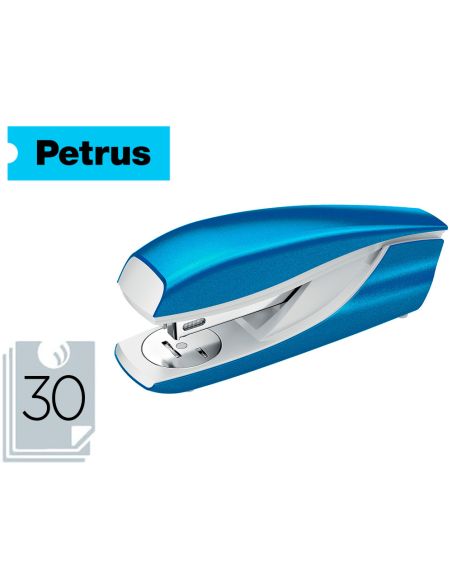 Grapadora Petrus Mod 635 Wow Azul Metalizada Capacidad 30 Hojas