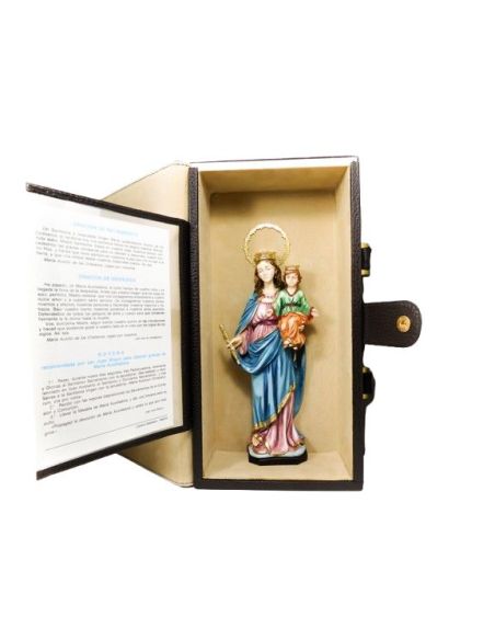 Capilla Domiciliaria Madera Piel C/Imagen Auxiliadora 20Cm Cerradura C/Contraseña