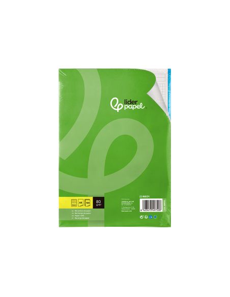Recambio Liderpapel A4 120 Hojas 80Gr Cuadro 5Mm Sin Ma Rgen 4 Taladros Bandas De 5 Colores