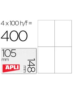 Etiqueta Adhesiva Apli 1280 Tamaño 105X148 Mm Para Fotocopiadora Laser Ink-Jet Caja Con 100 Hojas Din A4