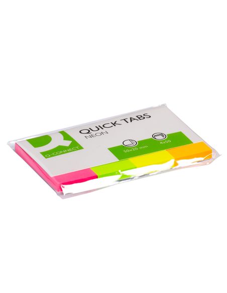 Banderitas Separadoras Q-Connect 20X50 Mm Fluorescente Pack De 4 Con 50 Hojas