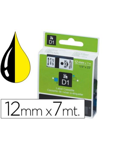 Cinta Dymo 1000 Negro-Amarillo 12Mm X 7Mt D1