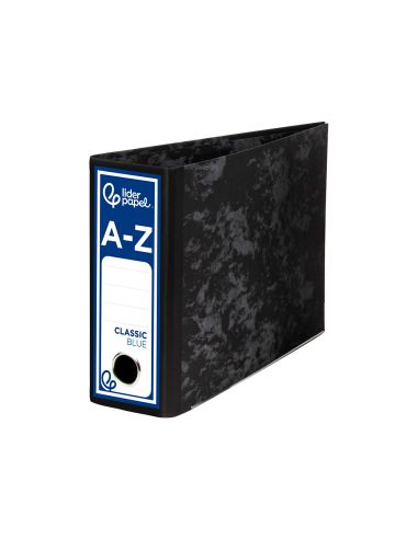 Archivador De Palanca Liderpapel Cuarto Apaisado Classic Blue Sin Rado Lomo 80Mm Negro Compresor Metalico