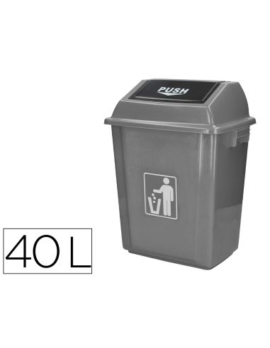 Papelera Contenedor Q-Connect Plastico Con Tapa De Balancin 40 Litros Gris 410X280X610 Mm