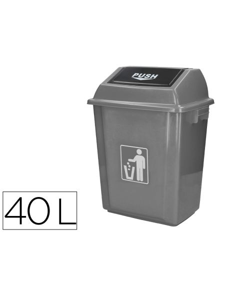 Papelera Contenedor Q-Connect Plastico Con Tapa De Balancin 40 Litros Gris 410X280X610 Mm
