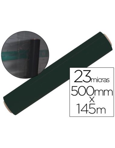 Film Extensible Q-Connect Manual Ancho 500 Mm Largo 145 Mt Espesor 23 Micras Negro