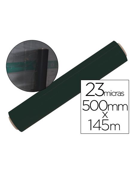Film Extensible Q-Connect Manual Ancho 500 Mm Largo 145 Mt Espesor 23 Micras Negro
