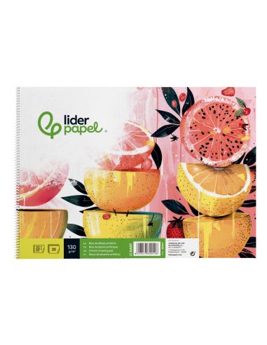 Bloc Dibujo Liderpapel Artistico Frutal Espiral 230X325 Mm 20 Hojas 130G/M2 Sin Recuadro Perforado