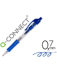 Boligrafo Q-Connect Retractil Con Sujecion De Caucho Tinta Aceite 0,7 Mm Color Azul
