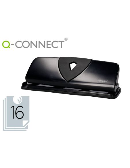 Taladrador Q-Connect Kf01238 Negro 4 Taladros Abertura 1,6 Mm Capacidad 16 Hojas