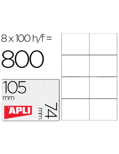 Etiqueta Adhesiva Apli 1279 Tamaño 105X74 Mm Para Fotocopiadora Laser Ink-Jet Caja Con 100 Hojas Din A4