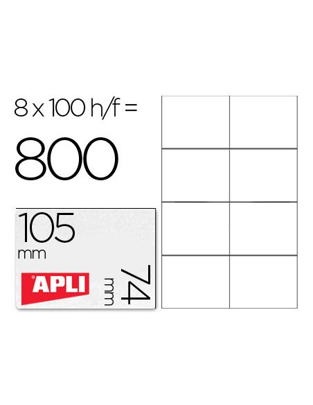 Etiqueta Adhesiva Apli 1279 Tamaño 105X74 Mm Para Fotocopiadora Laser Ink-Jet Caja Con 100 Hojas Din A4