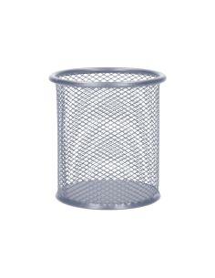 Cubilete Portalapices Q-Connect Plata Metal Redondo Rejilla Diametro 86 Mm Alto 105 Mm 2