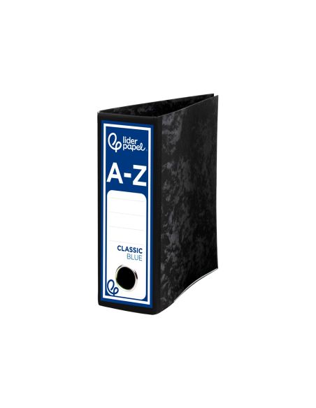 Archivador De Palanca Liderpapel Cuarto Classic Blue Sin Rado Lomo 80Mm Negro Compresor Metalico