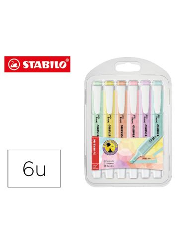 Rotulador Stabilo Fluorescente Swing Cool Color Pastel Bolsa De 6 Unidades Colores Surtidos