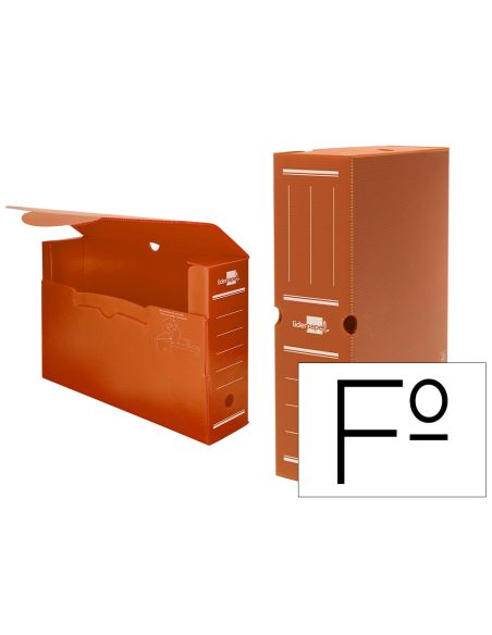 Caja Archivo Definitivo Plastico Liderpapel Lomo 100 Mm Marron 360X100X260 Mm