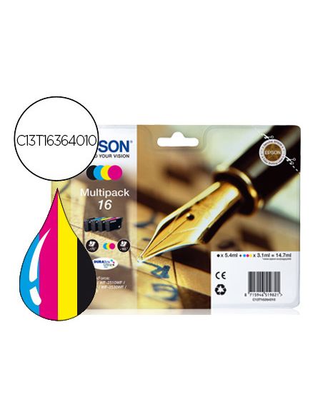 Ink-Jet Epson 16Xl Multipack Workforce Wf-2010W Wf-2510Wf Wf-2520Nf Wf-2530Wf Wf-2540Wf Negro Amarillo Cian Y Magenta