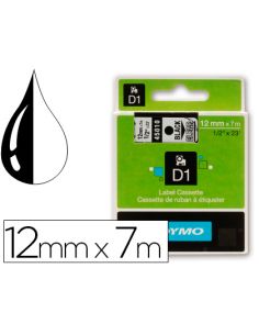 Cinta Dymo Negro Transparente 12Mm X7 Mt D1