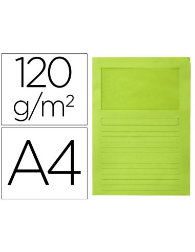 Subcarpeta Cartulina Q-Connect Din A4 Verde Con Ventana Transparente 120 Gr
