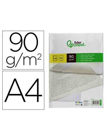 Papel Verjurado Liderpapel A4 90G/M2 Crema Paquete De 100 Hojas