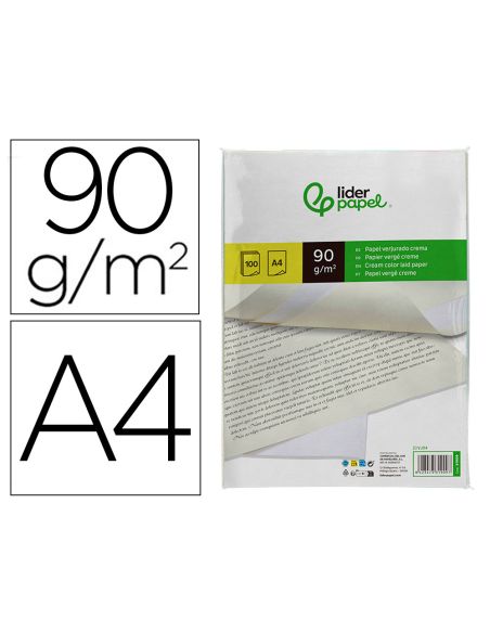 Papel Verjurado Liderpapel A4 90G/M2 Crema Paquete De 100 Hojas