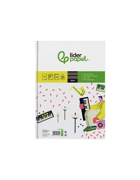 Bloc Musica Liderpapel Pentagrama 3Mm Folio 20 Hojas 100G/M2