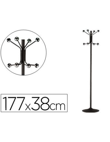 Perchero Metalico Pie 8 Colgadores Color Negro 177X38 Cm