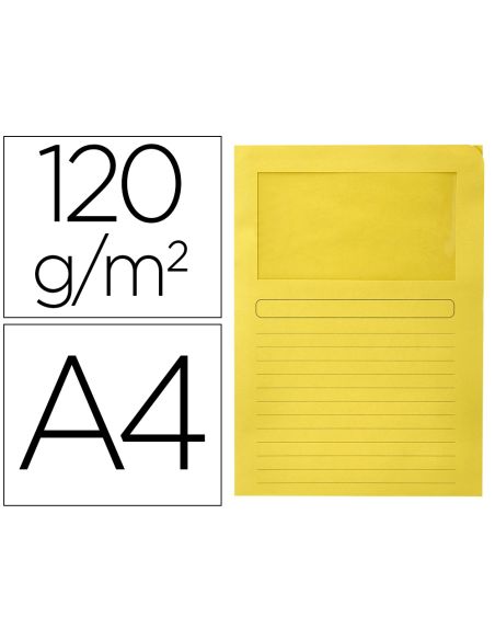 Subcarpeta Cartulina Q-Connect Din A4 Amarilla Con Ventana Transparente 120 G/M2