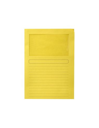 Subcarpeta Cartulina Q-Connect Din A4 Amarilla Con Ventana Transparente 120 G/M2