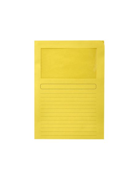 Subcarpeta Cartulina Q-Connect Din A4 Amarilla Con Ventana Transparente 120 G/M2