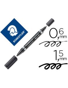 Rotulador Negro  Staedtler Lumocolor Permanente Duo 348 Punta F 0,6 Mm Punta M 1,5 Mm