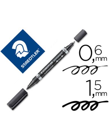 Rotulador Negro  Staedtler Lumocolor Permanente Duo 348 Punta F 0,6 Mm Punta M 1,5 Mm