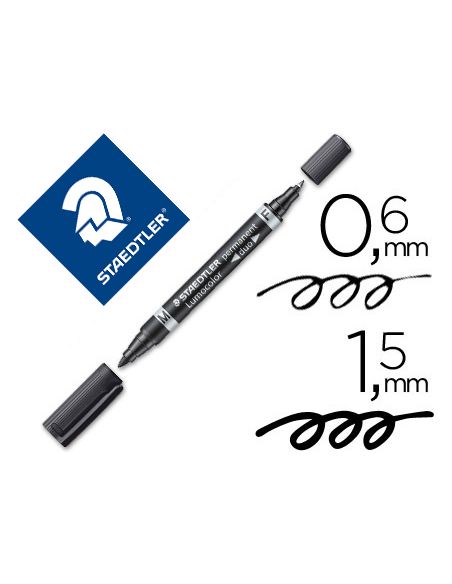 Rotulador Negro  Staedtler Lumocolor Permanente Duo 348 Punta F 0,6 Mm Punta M 1,5 Mm