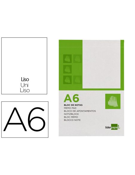 Bloc Notas Liderpapel Liso A6 80 Hojas 60G/M2 Perforado