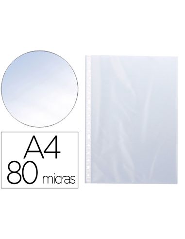 Funda Multitaladro Q-Connect Din A4 80 Mc Cristal Caja De 100 Unidades