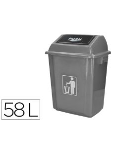Papelera Contenedor Q-Connect Plastico Con Tapa De Balancin 58 Litros Gris 470X330X760 Mm