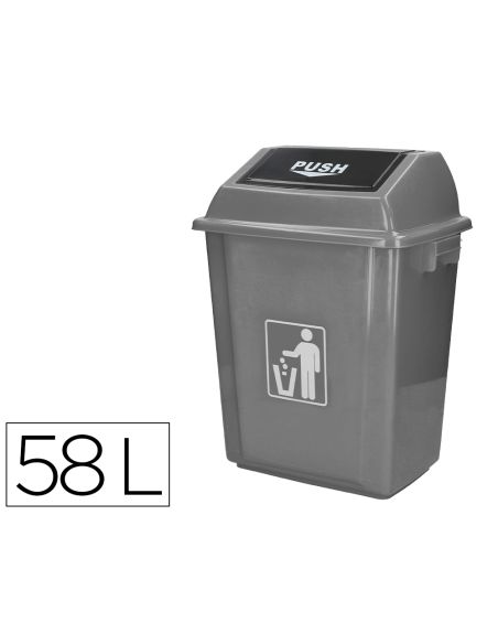 Papelera Contenedor Q-Connect Plastico Con Tapa De Balancin 58 Litros Gris 470X330X760 Mm