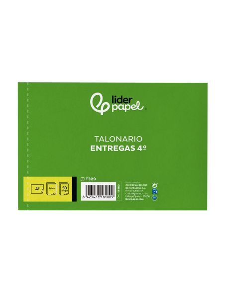 Talonario Liderpapel Entregas Cuarto Original Y 2 Copias T329 Apaisado