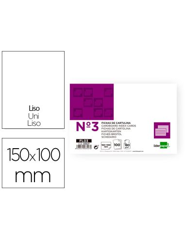 Ficha Liderpapel Lisa Nº3 100X150Mm 180 Gr Paquete De 100 Unidades
