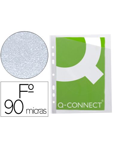 Funda Q-Connect Corte Oblicuo 290X195 Mm Cristal 4 Taladros Pvc 90 Mc Caja De 100 Unidades