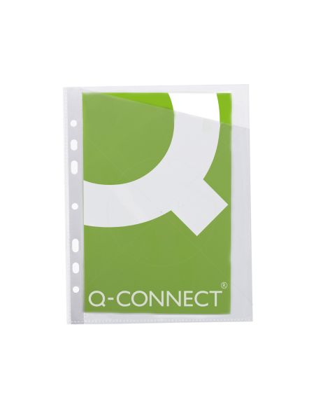 Funda Q-Connect Corte Oblicuo 290X195 Mm Cristal 4 Taladros Pvc 90 Mc Caja De 100 Unidades