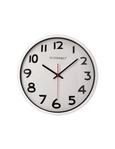 Reloj Q-Connect De Pared Plastico Oficina Redondo 34 Cm Marco Blanco