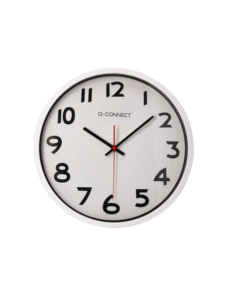 Reloj Q-Connect De Pared Plastico Oficina Redondo 34 Cm Marco Blanco