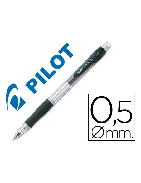Portaminas Pilot Super Grip Negro 0,5 Mm Sujecion De Caucho