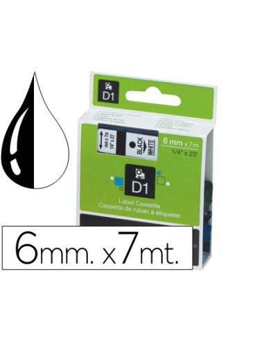 Cinta Dymo Negro-Blanco 6Mm X 7Mt D1