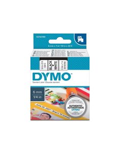 Cinta Dymo Negro-Blanco 6Mm X 7Mt D1 2