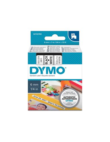 Cinta Dymo Negro-Blanco 6Mm X 7Mt D1