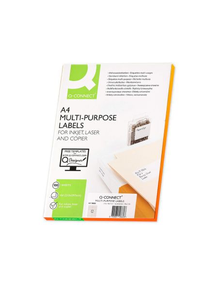 Etiqueta Adhesiva Q-Connect Kf10657 Tamaño 105X48 Mm Fotocopiadora Laser Ink-Jet Caja Con 100 Hojas Din A4