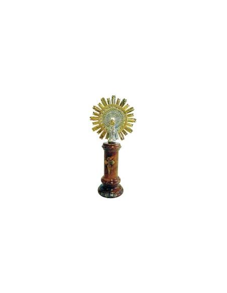 Virgen Del Pilar Metal/Alabastro Marron/Plastico 15Cm